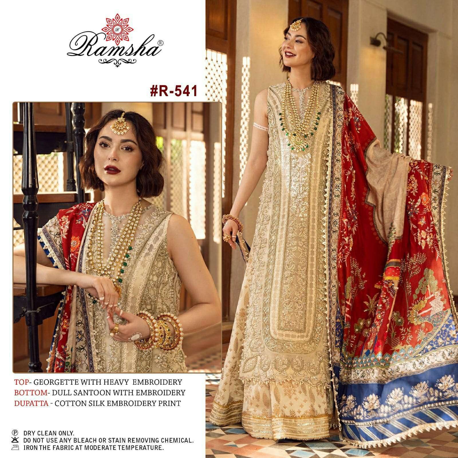 ramsha R-541 georgette heavy embroidery suit 