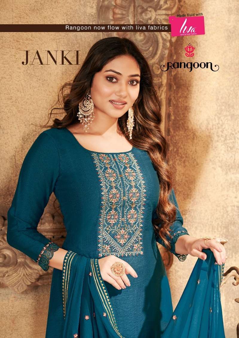 rangoon janki series 4441-4444 Viscose readymade suit 