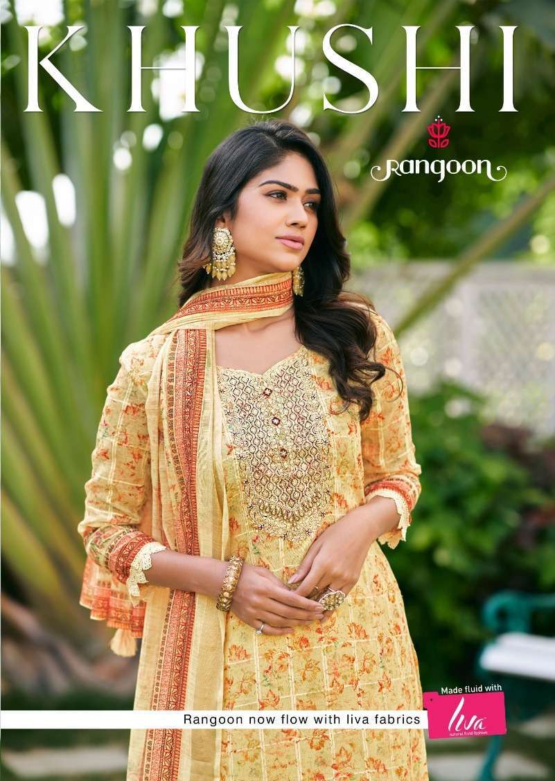 rangoon khushi series 4371-4374 cotton linen suit 