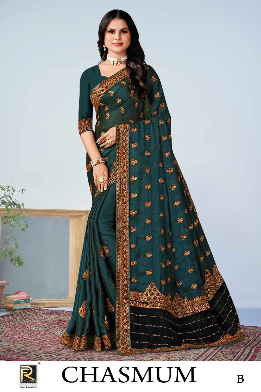 ranjna saree Chasmum silk embroidery saree