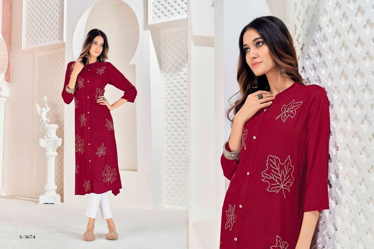 sbs fashion anvika series 3671-3676 Reyon kurti