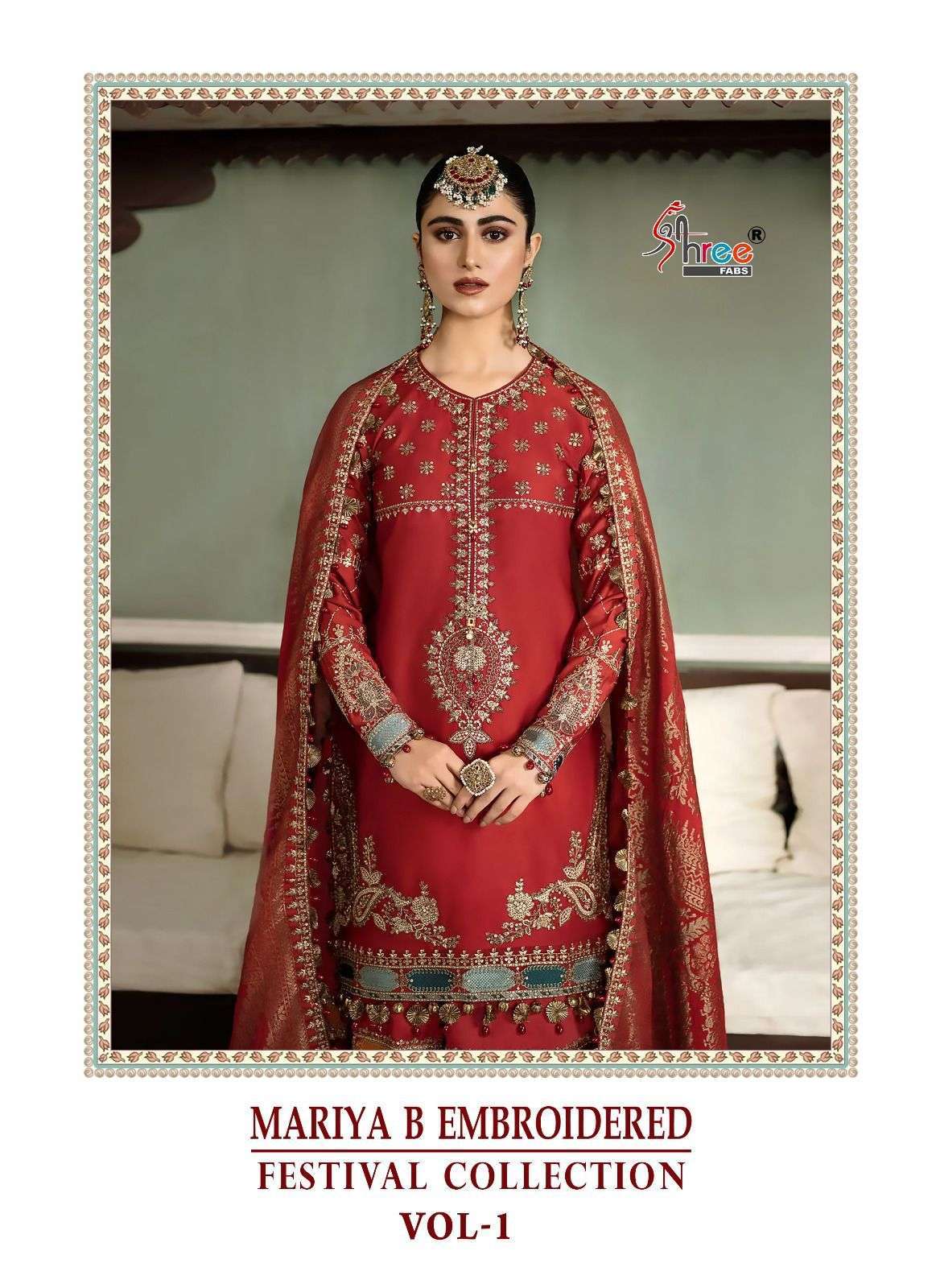 shree fabs maria b embroidered festival collection vol 1 series 3082-3086 pure rayon cotton suit 