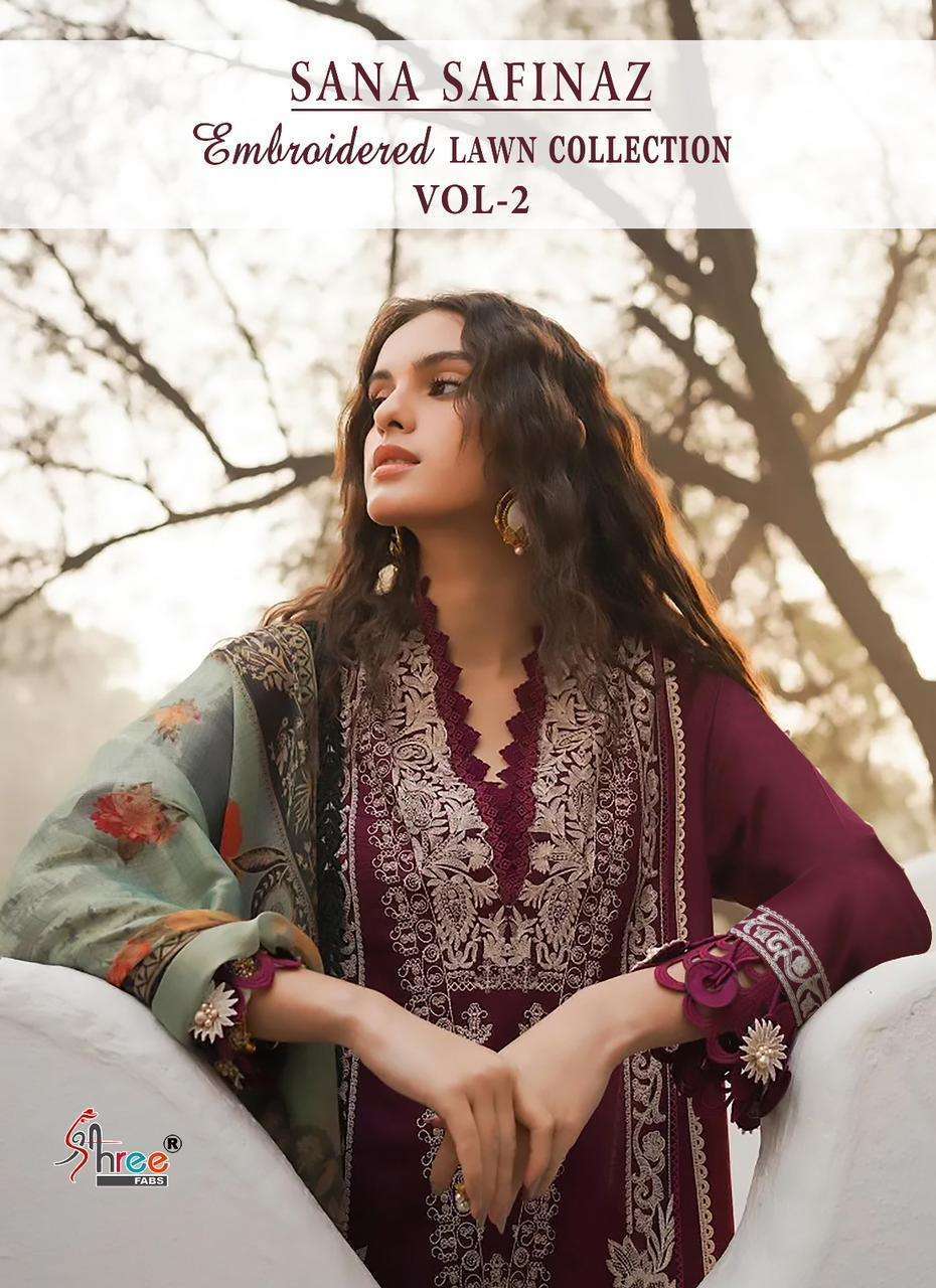 shree fabs sana safinaz embroidered lawn collection vol 2 series 3110-3117 pure lawn cotton suit 