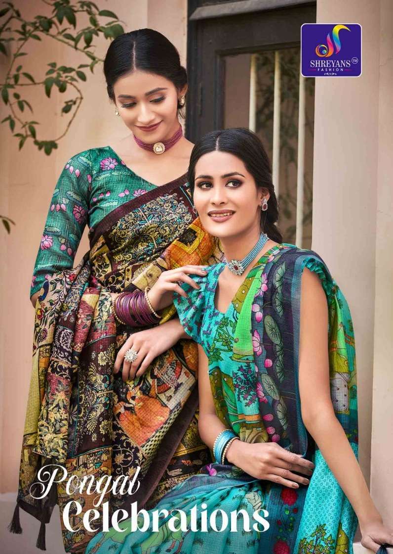 shreyans fashion pongal cotton printed saree