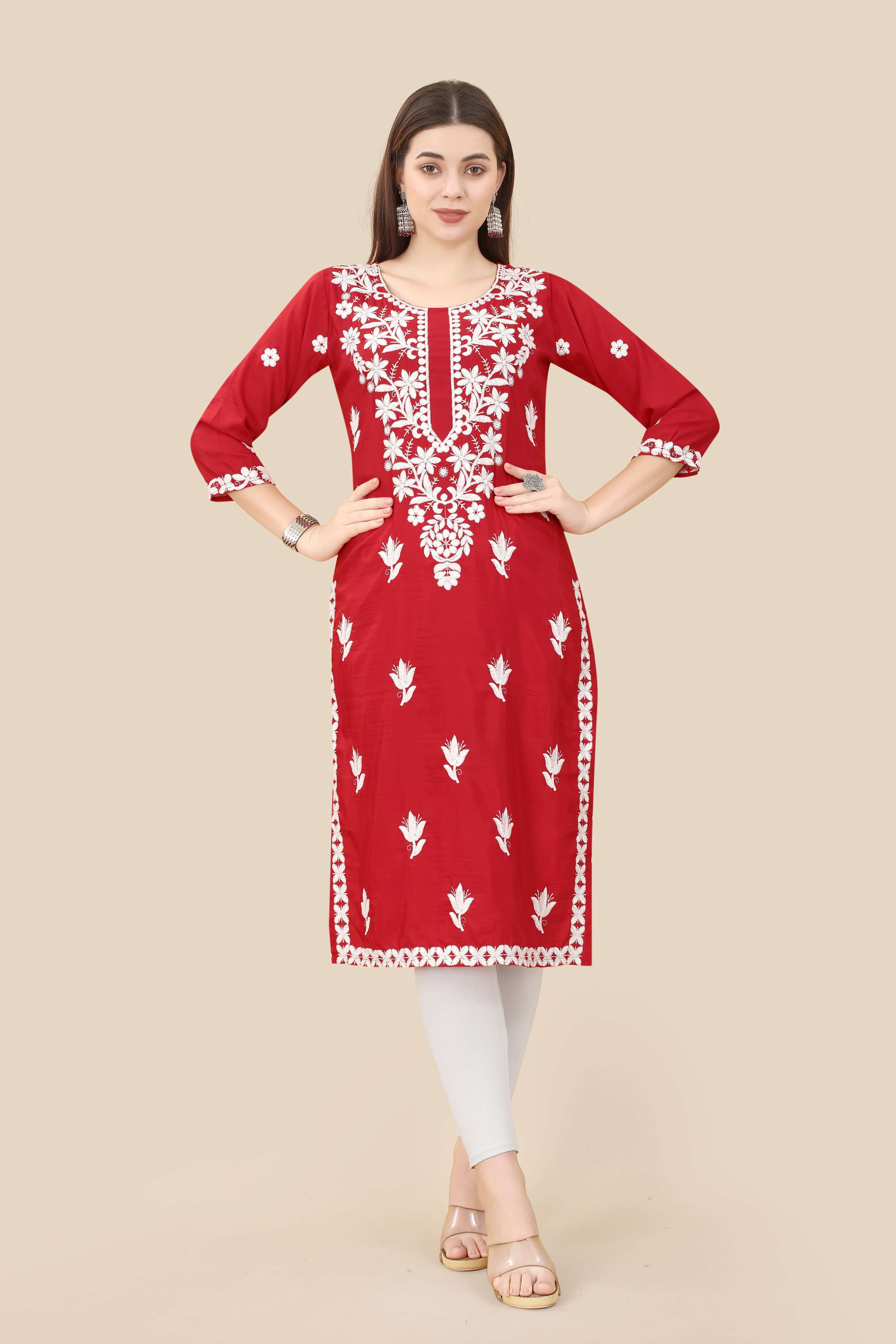 Shuchita Soft chinnon Kurta with Embroidery Work 