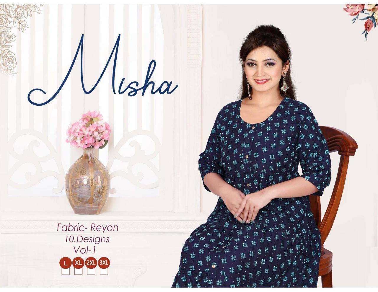 summer special misha vol 1 series 001-010 rayon odp prints kurti 