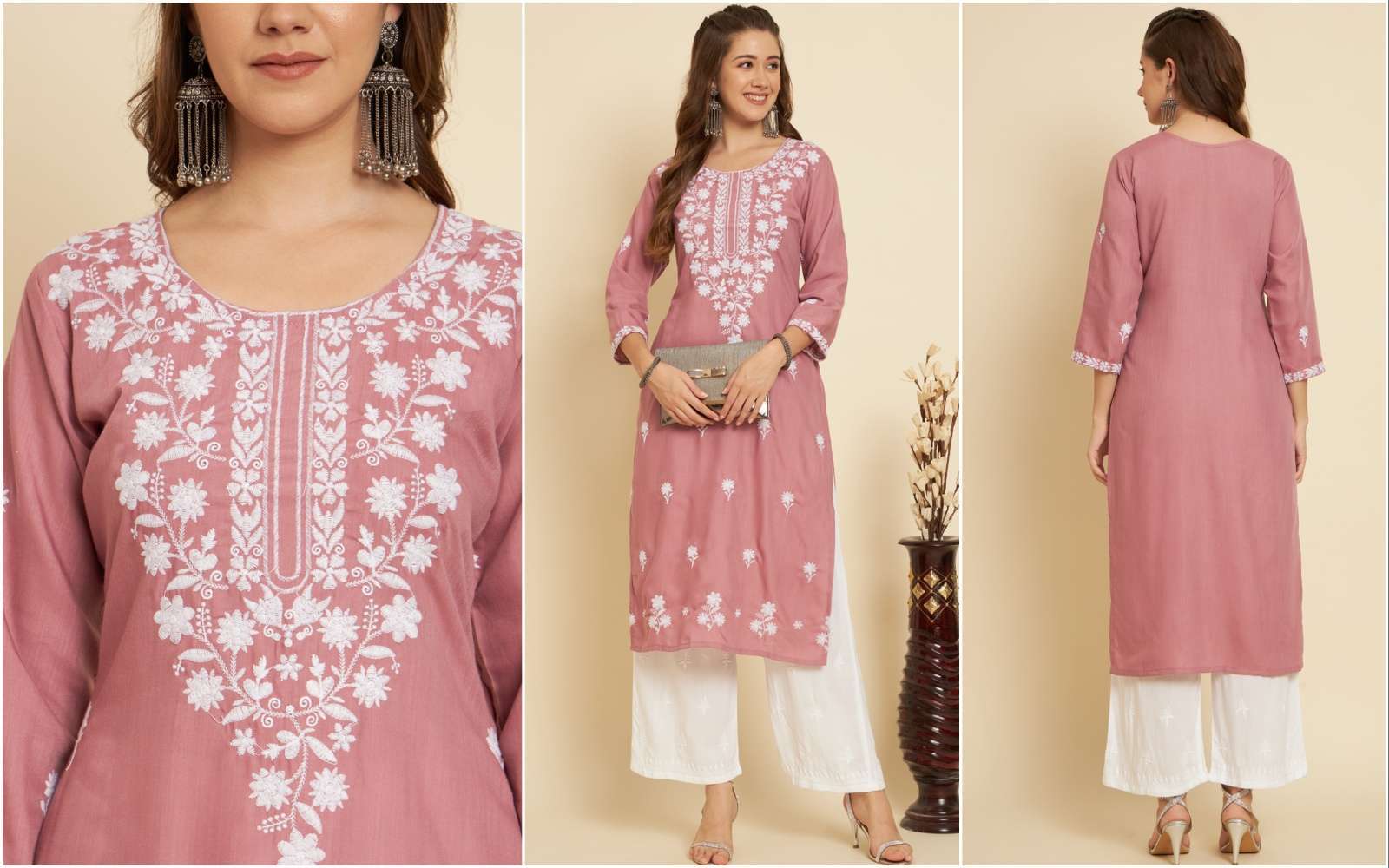 Tesla 2 Soft Slub Cotton Kurta with Embroidery Work