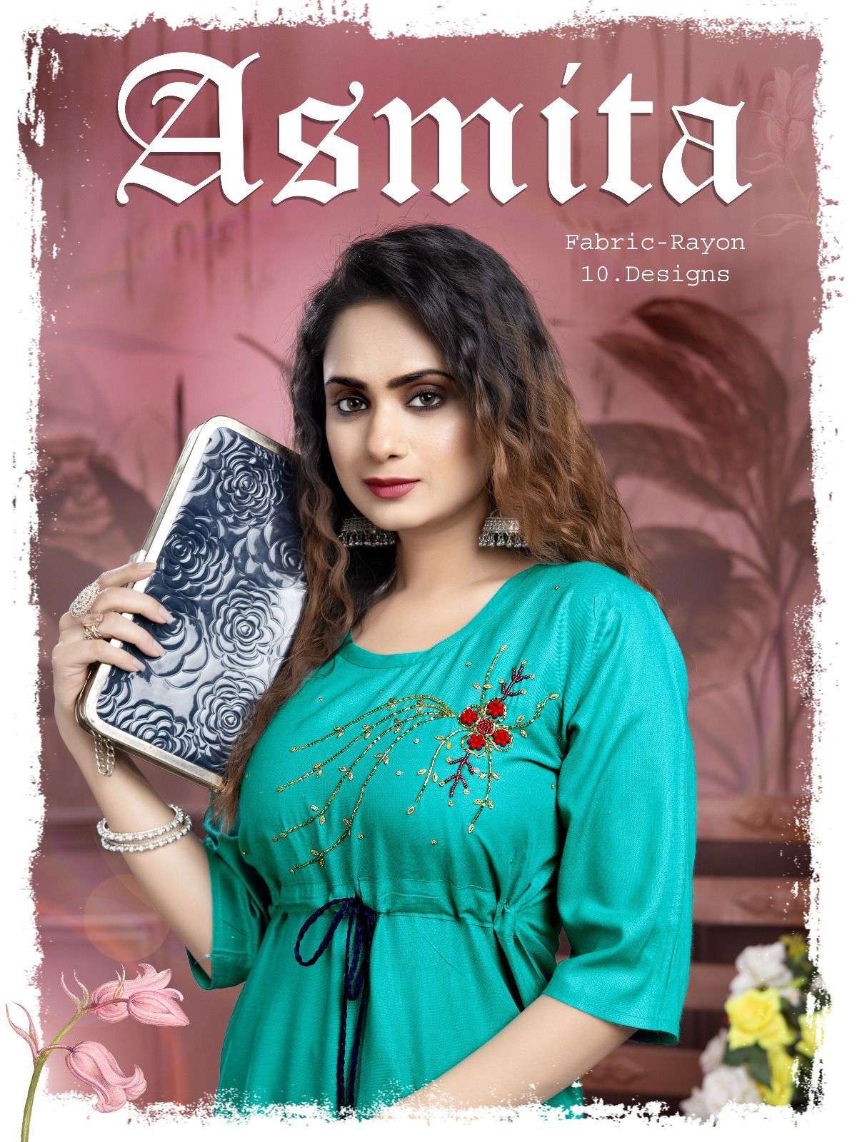 trendy asmita vol 1 series 1001-1010 Self-Woven Fancy Rayon Plain kurti