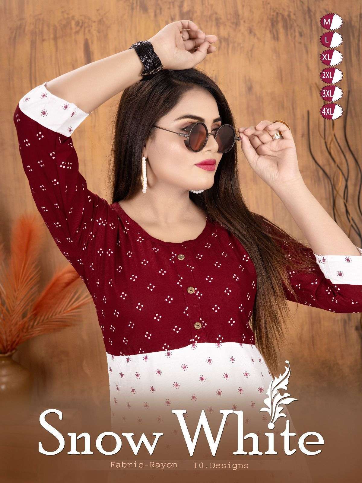 trendy snow white vol 1 series 1001-1010 Self-Woven Fancy Rayon Plain kurti