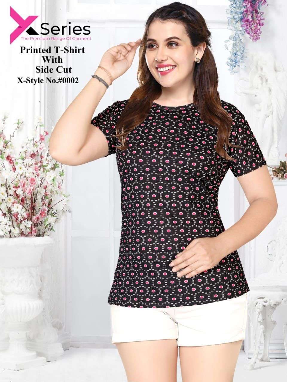 trendy vol #0001 Sinker Hosiery Cotton Printed T-Shirt With Side Cut