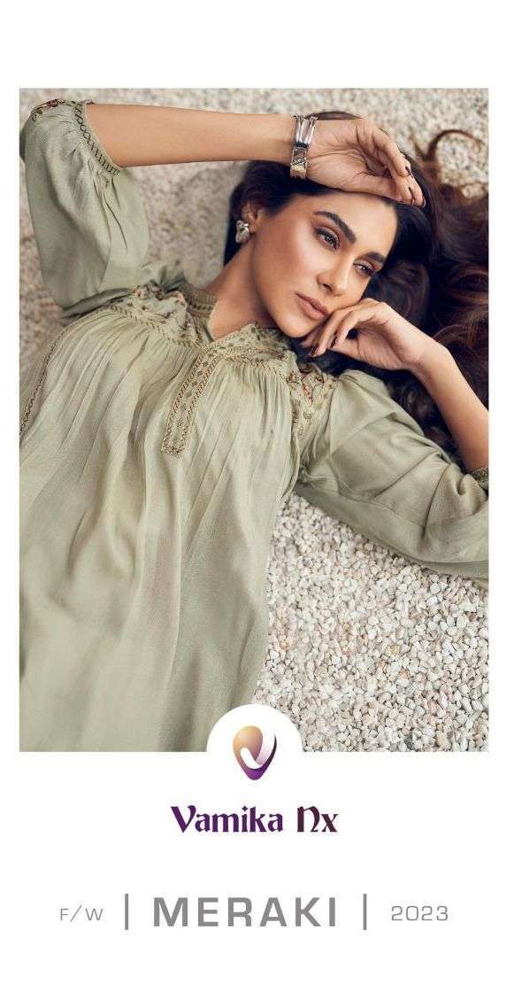 vamika nx meraki series 401-406 heavy rayon kurti 