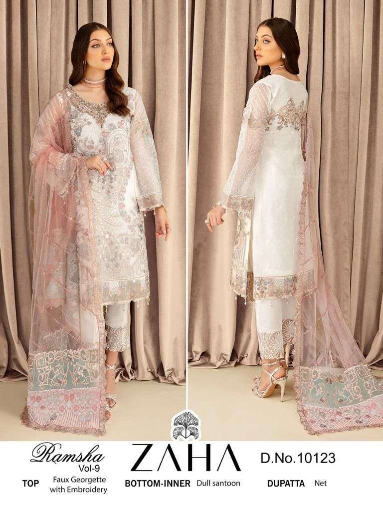 zaha 10123 georgette heavy embroidered suit 
