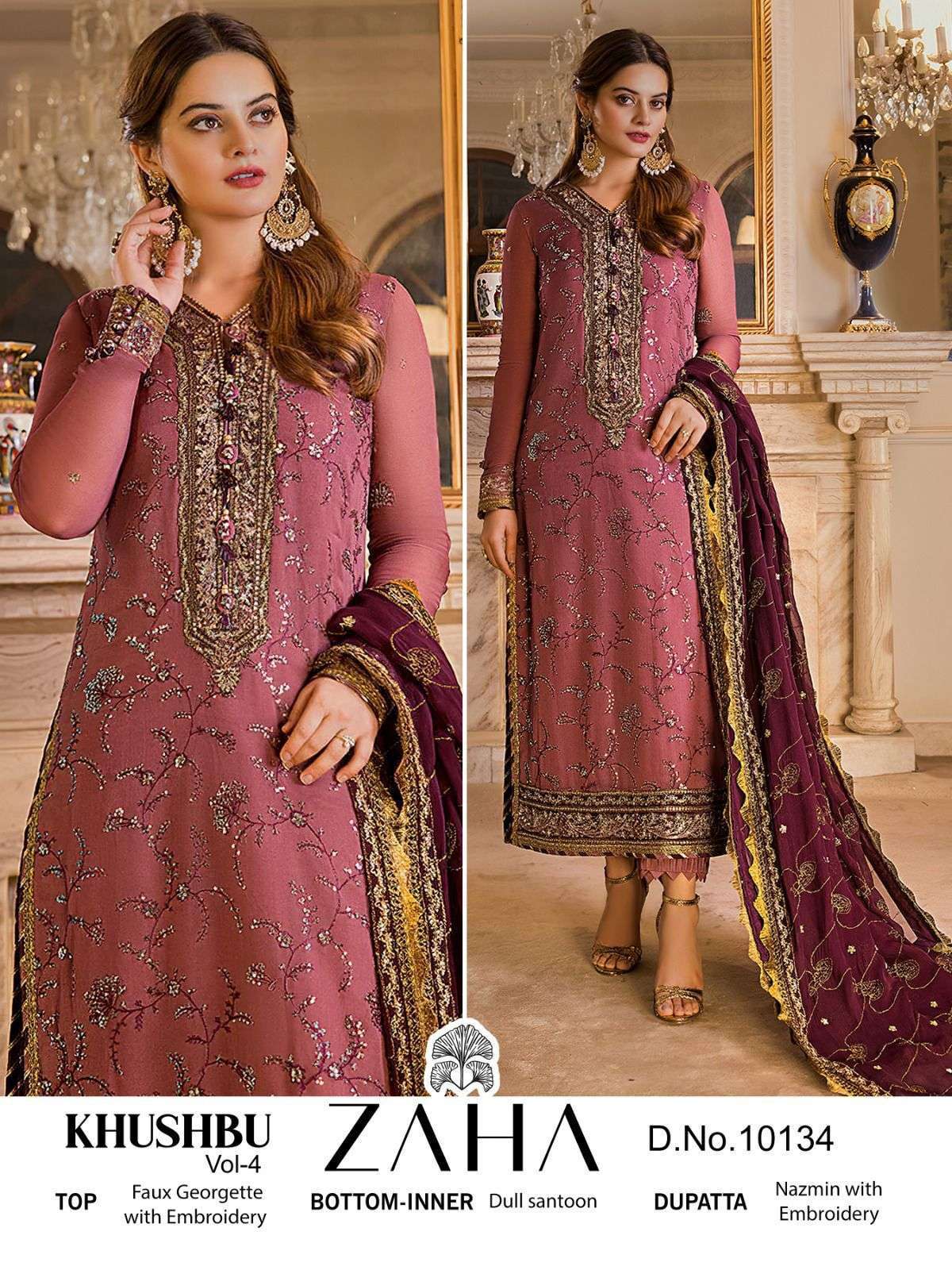 zaha 10134 georgette single designer pakistani suit