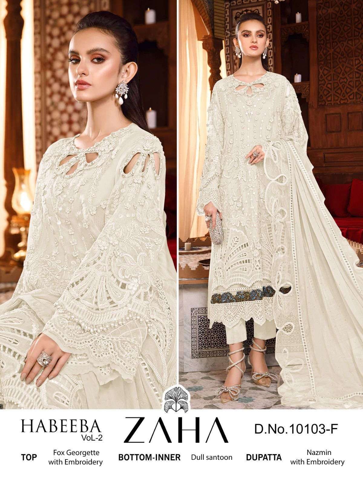 zaha habeeba vol 2 10103f georgette embroidered suit