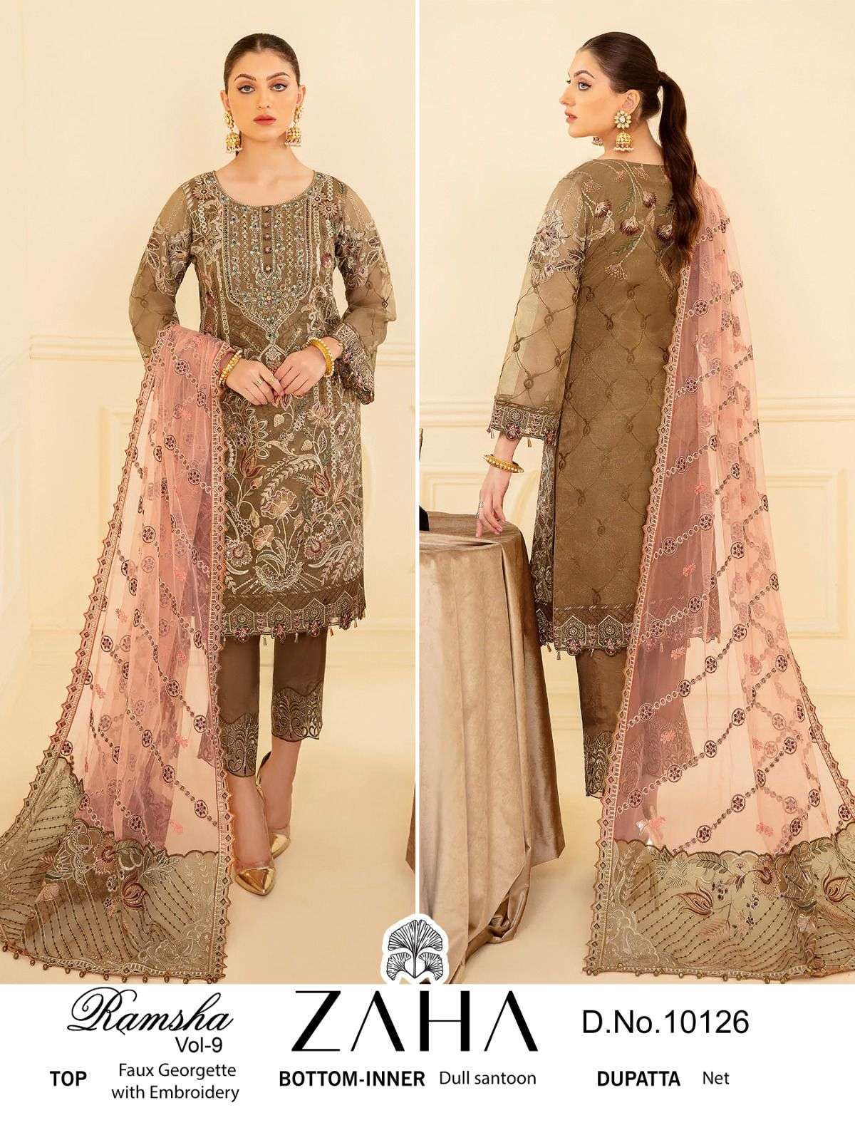 zaha ramsha vol 9 10126 georgette suit