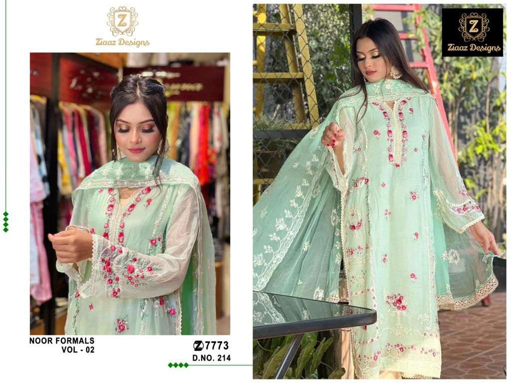 ziaaz designs Noor formals vol 2 214 designer georgette suit 