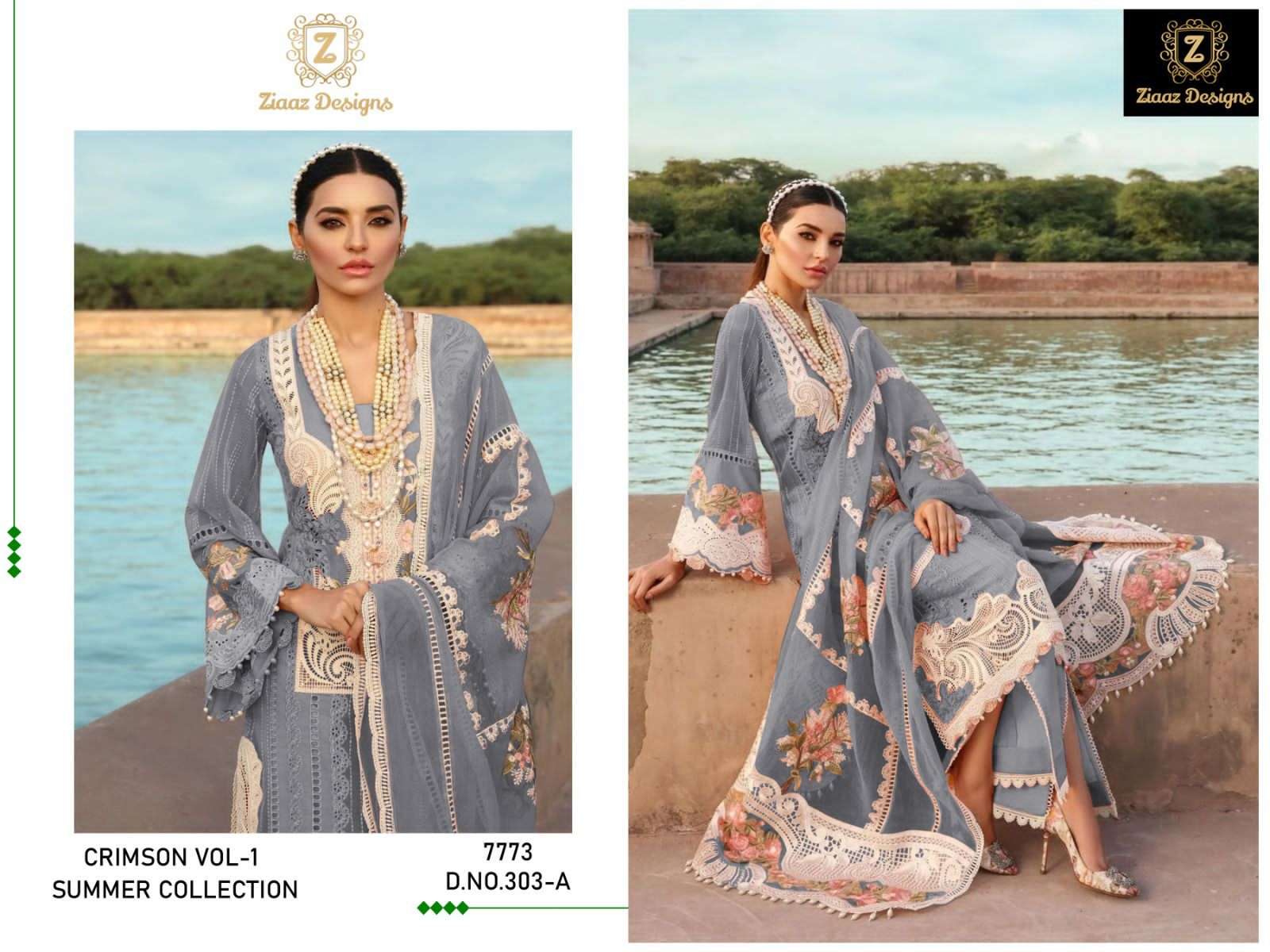 ziaaz designs series 303-A cambric cotton suit 