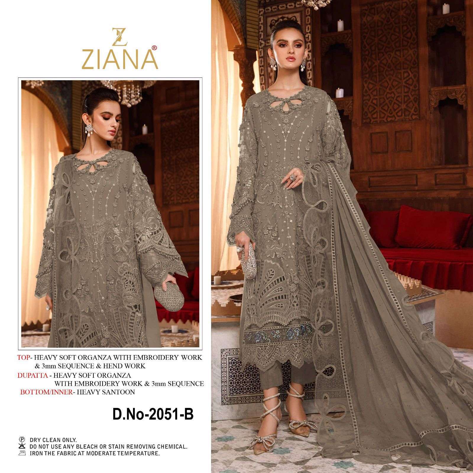 ziana 2051 soft organza embroidery suit 