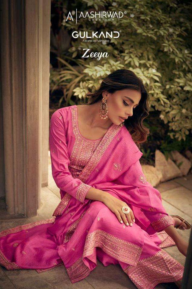 aashirwad gulkand zeeya series 9664-9669 myntra silk suit 