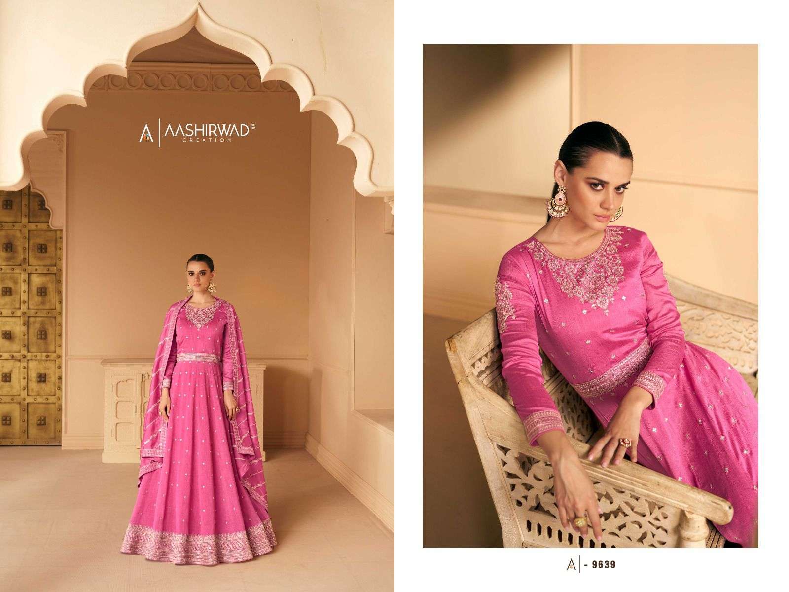 aashirwad safar designer premium silk gown with dupatta 
