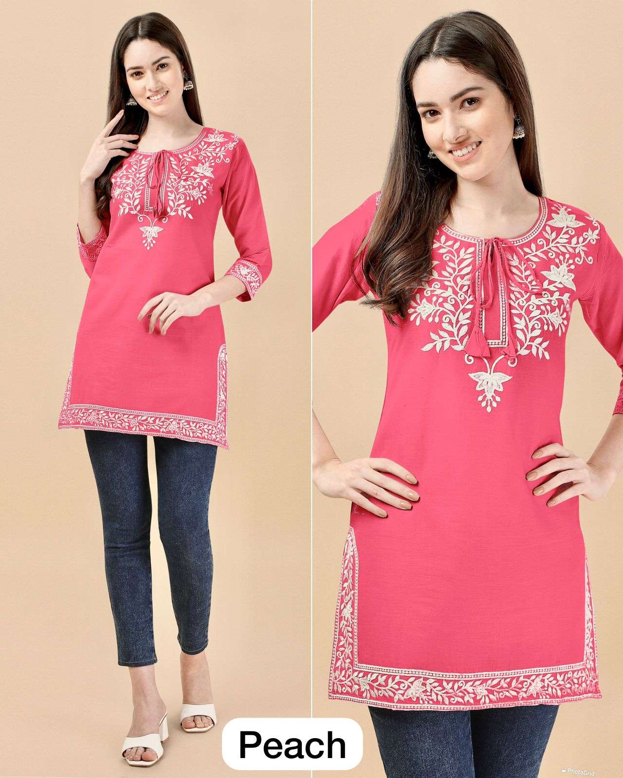 adaa designer rayon embroidery work kurti 