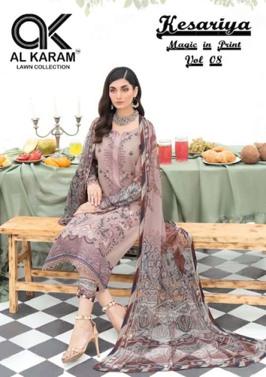 AL Karam Kesariya Vol-8 series 8001-8006 Cambric Cotton suit