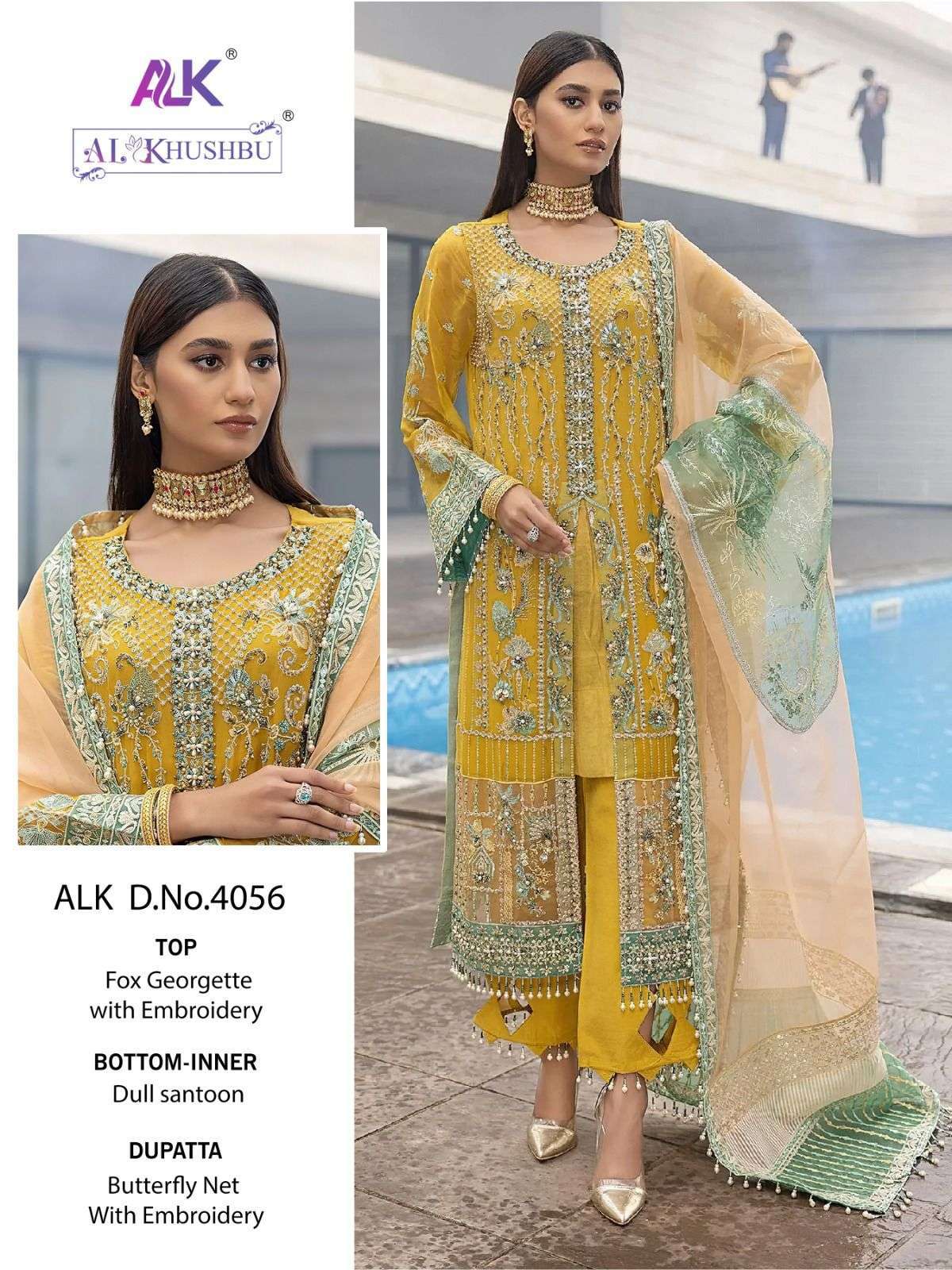 al khushbu 4056 georgette embroidered suit 