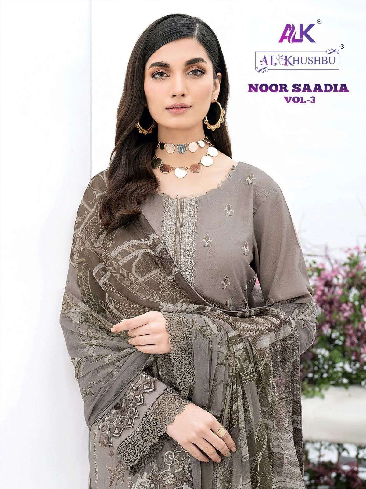 al khushbu noor saadia vol 3 series 5001-5004 cambric cotton suit 