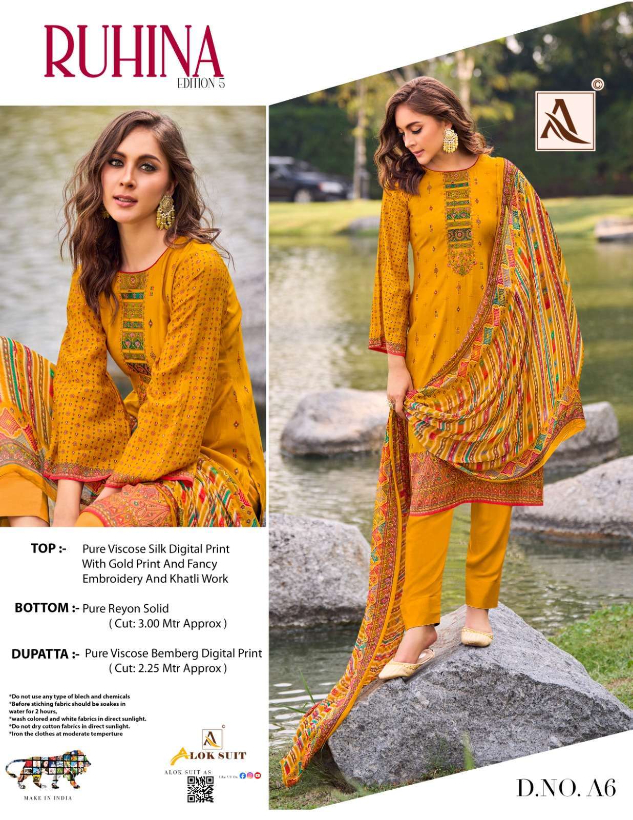 alok suit ruhina vol 5 series a1-a8 Pure Viscose Silk suit