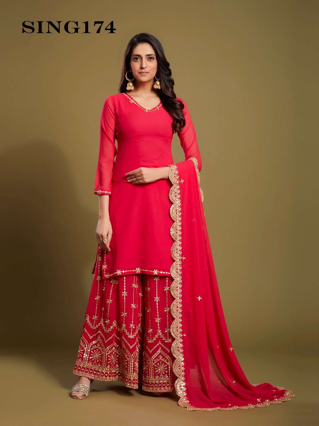 arya sing174 georgette plazzo style suit 