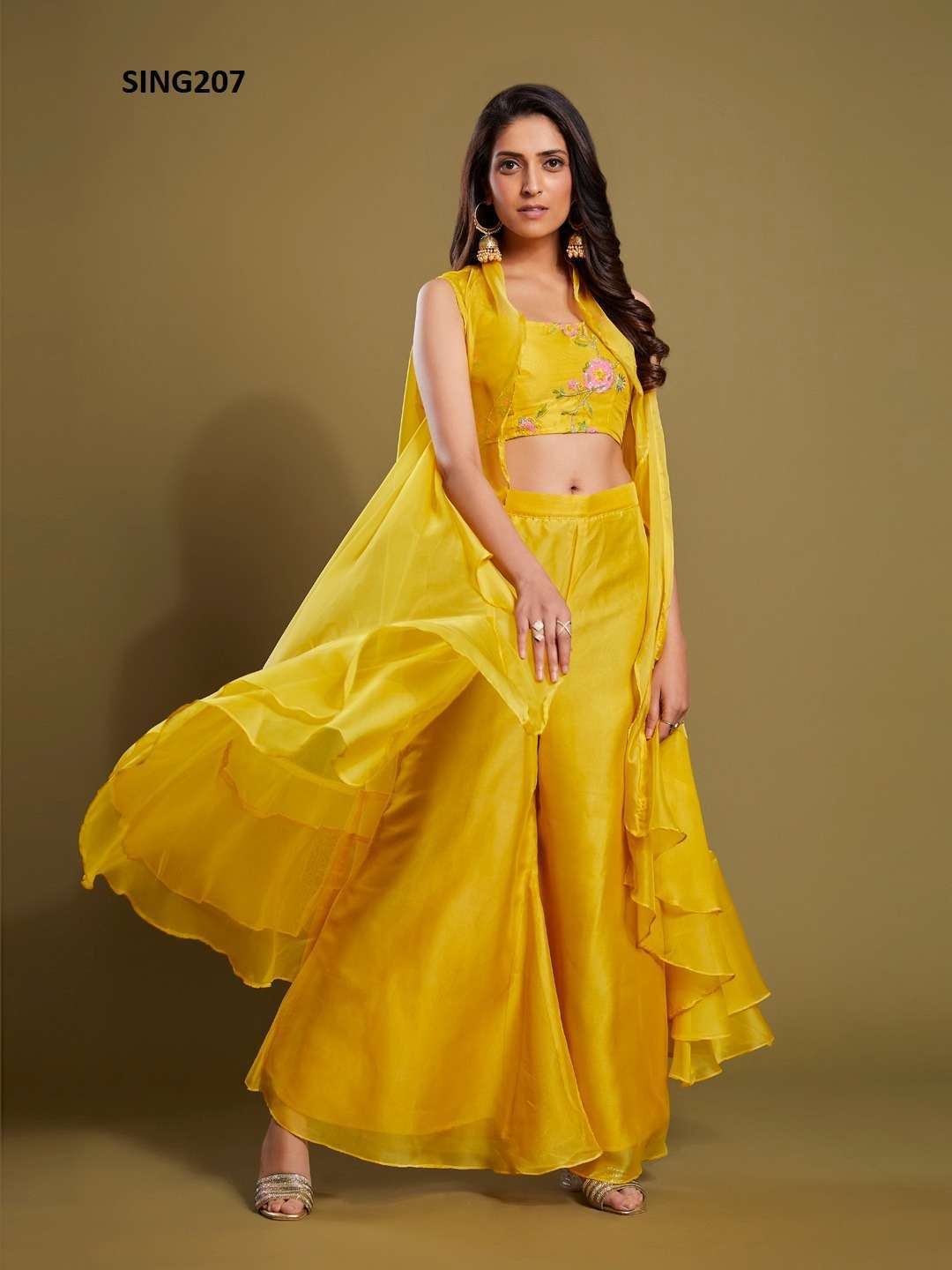 arya sing207 designer yellow colour sequin thread work coord set