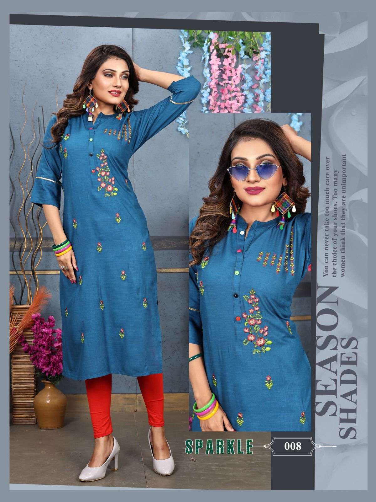 Beauty Girl Sparkle Vol 1 series 001-008 Rayon Liquid Heavy Slub kurti 