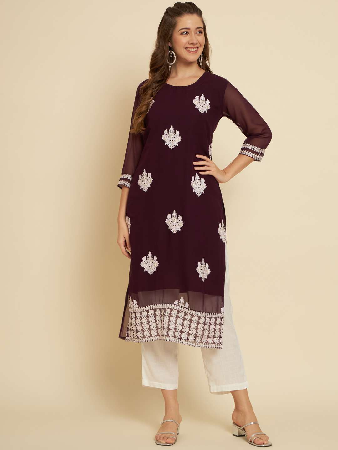 Black Chain Soft Georgette Kurta with Embroidery Work