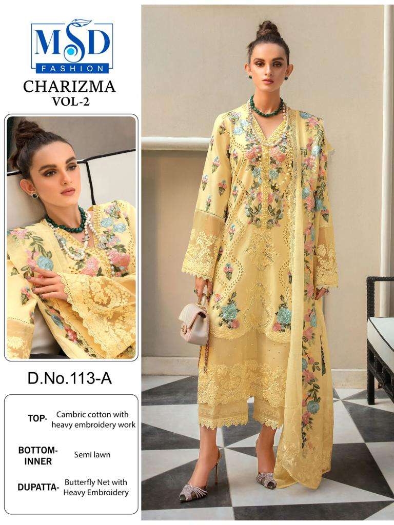 charizma vol 2 113 designer cambric cotton suit 