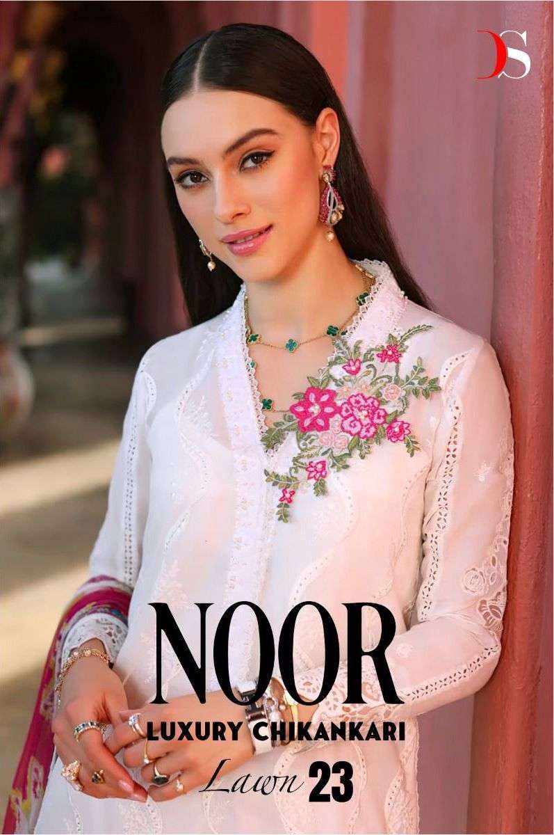 deepsy noor luxury chikankari lawn 23 series 3191-3196 Pure Cambric cotton suit