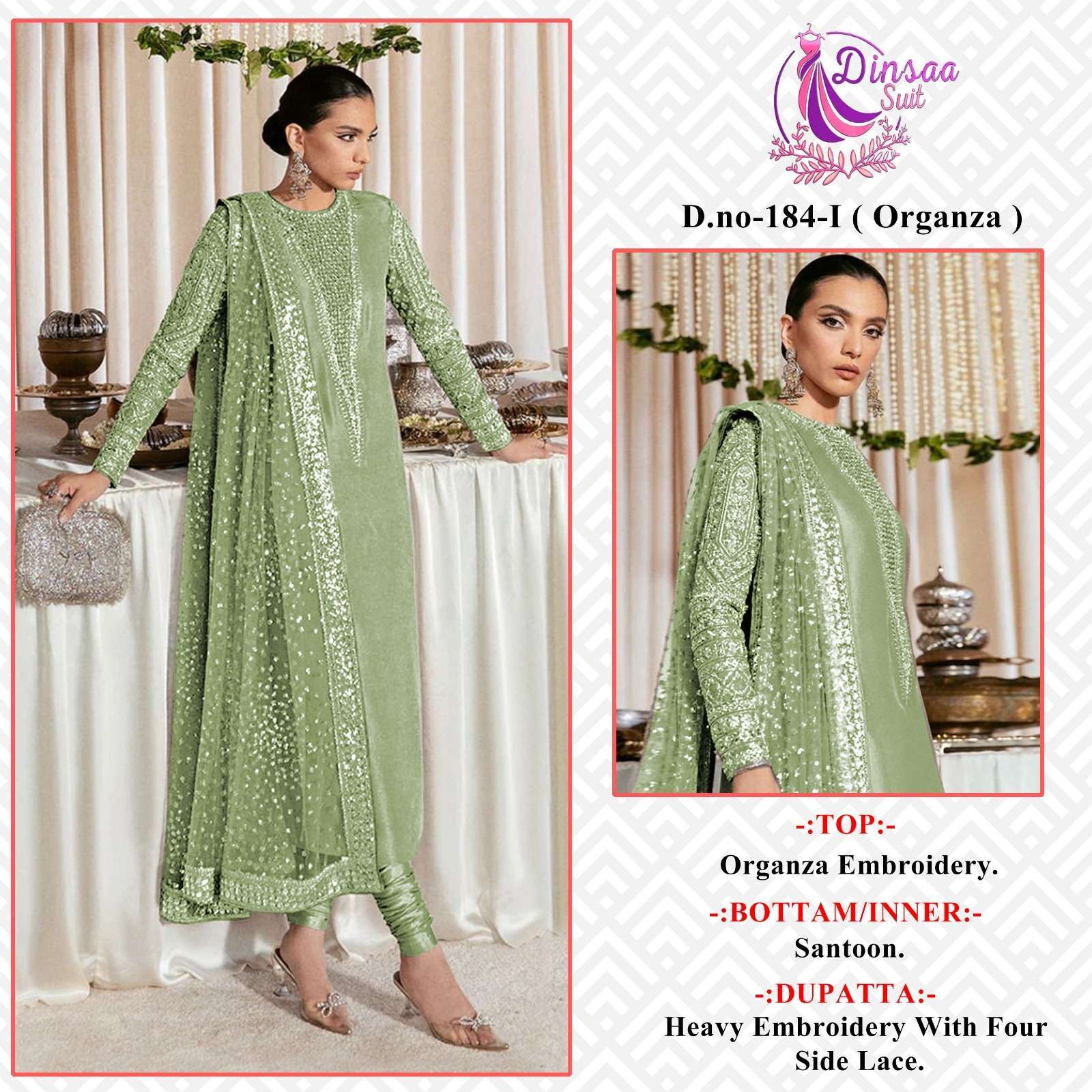 dinsaa 184 ijkl heavy organza embroidered suit 