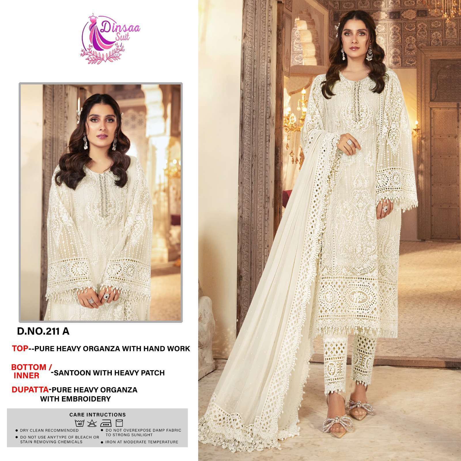 dinsaa 211 abcd organza embroidered suit