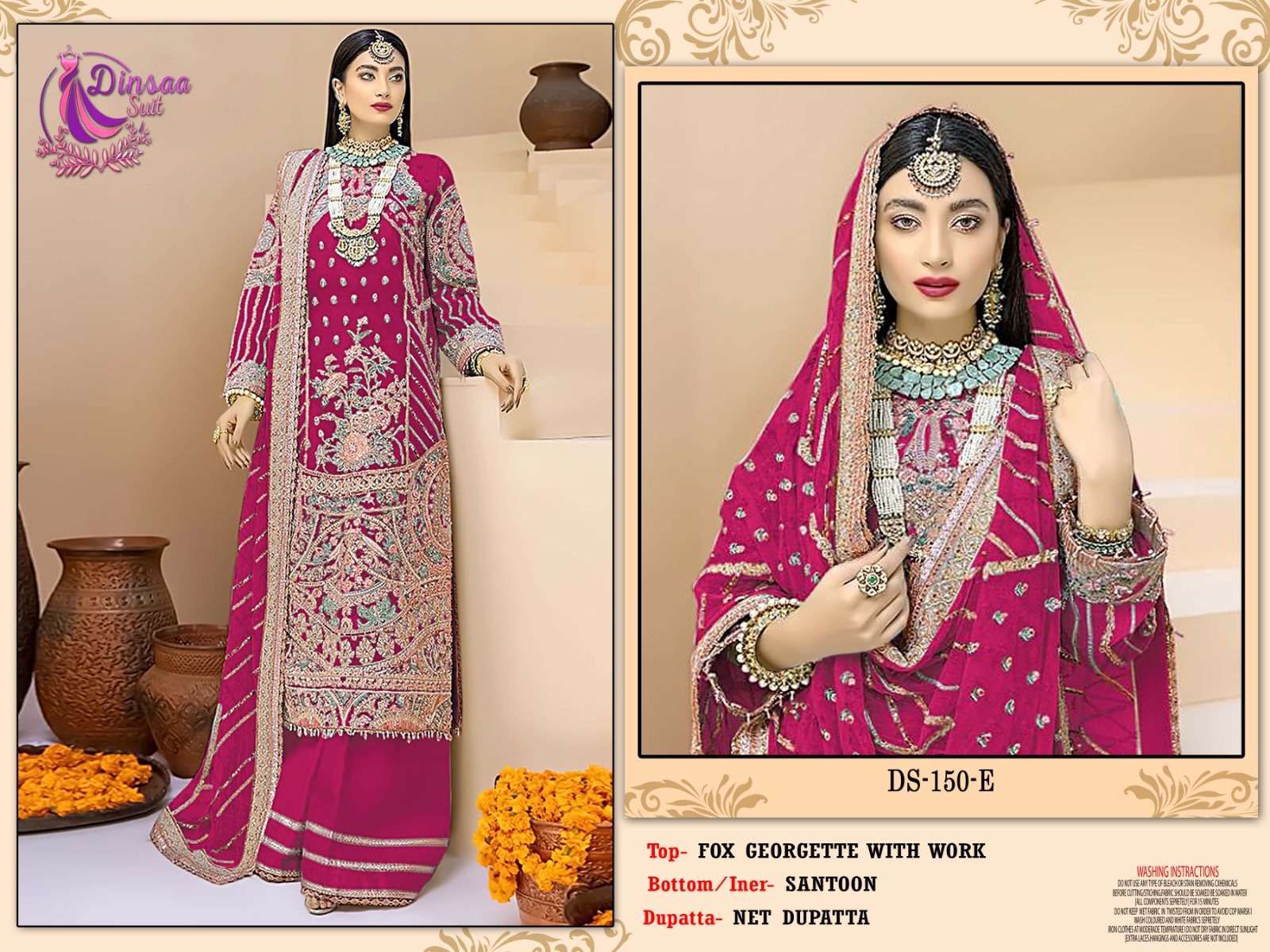 dinsaa suit ds-150 designer georgette embroidered suit 