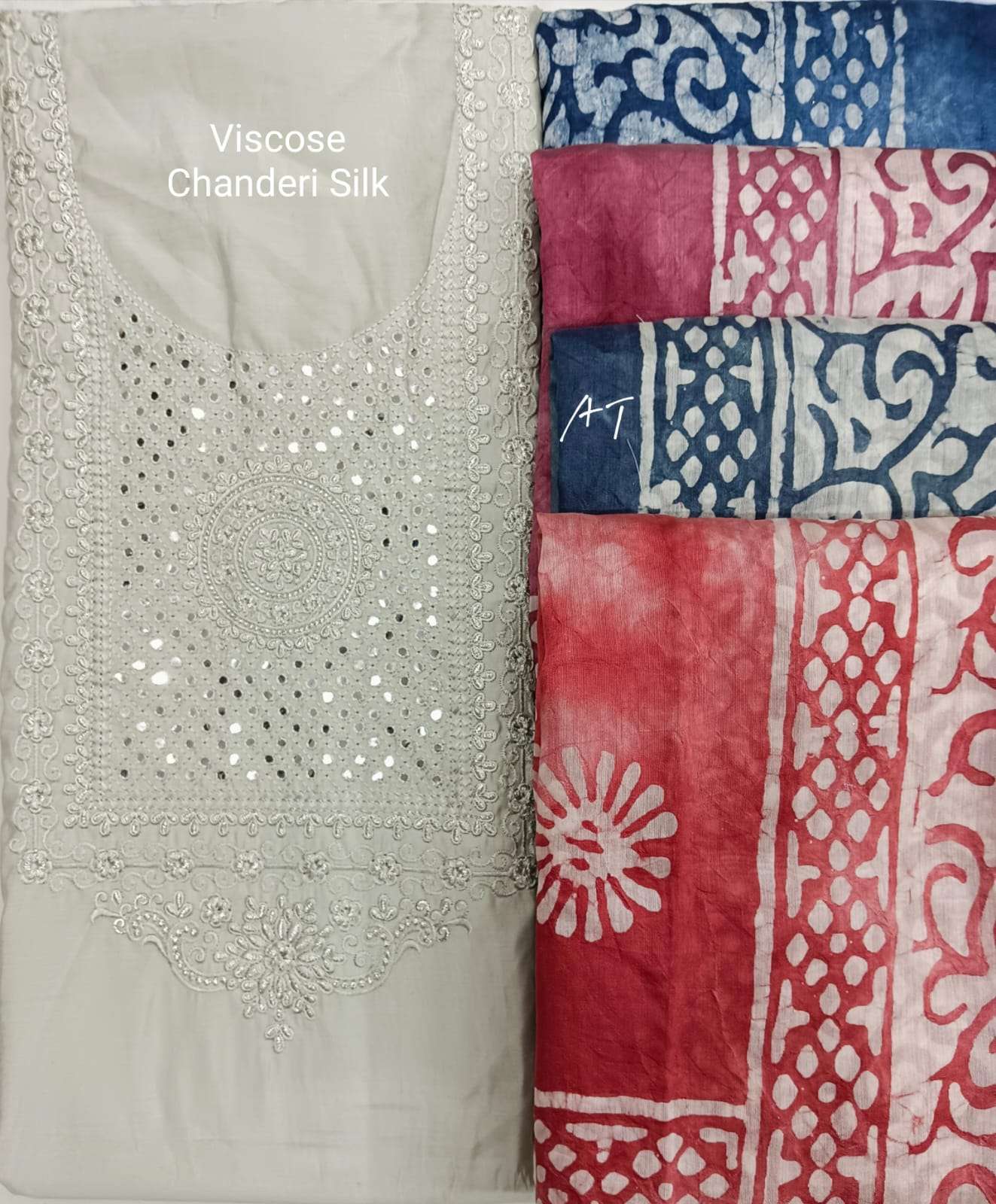 galaxy viscose chanderi silk unstitch ladies dress color matching sets
