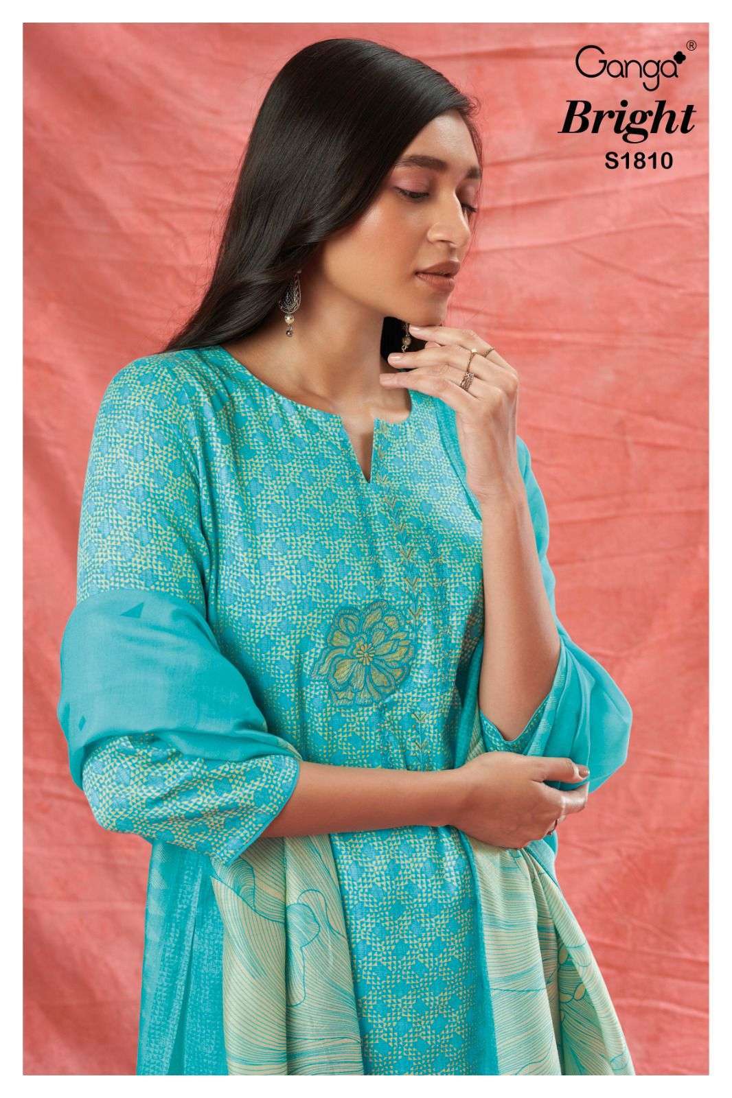 ganga bright 1810 premium cotton silk suit 