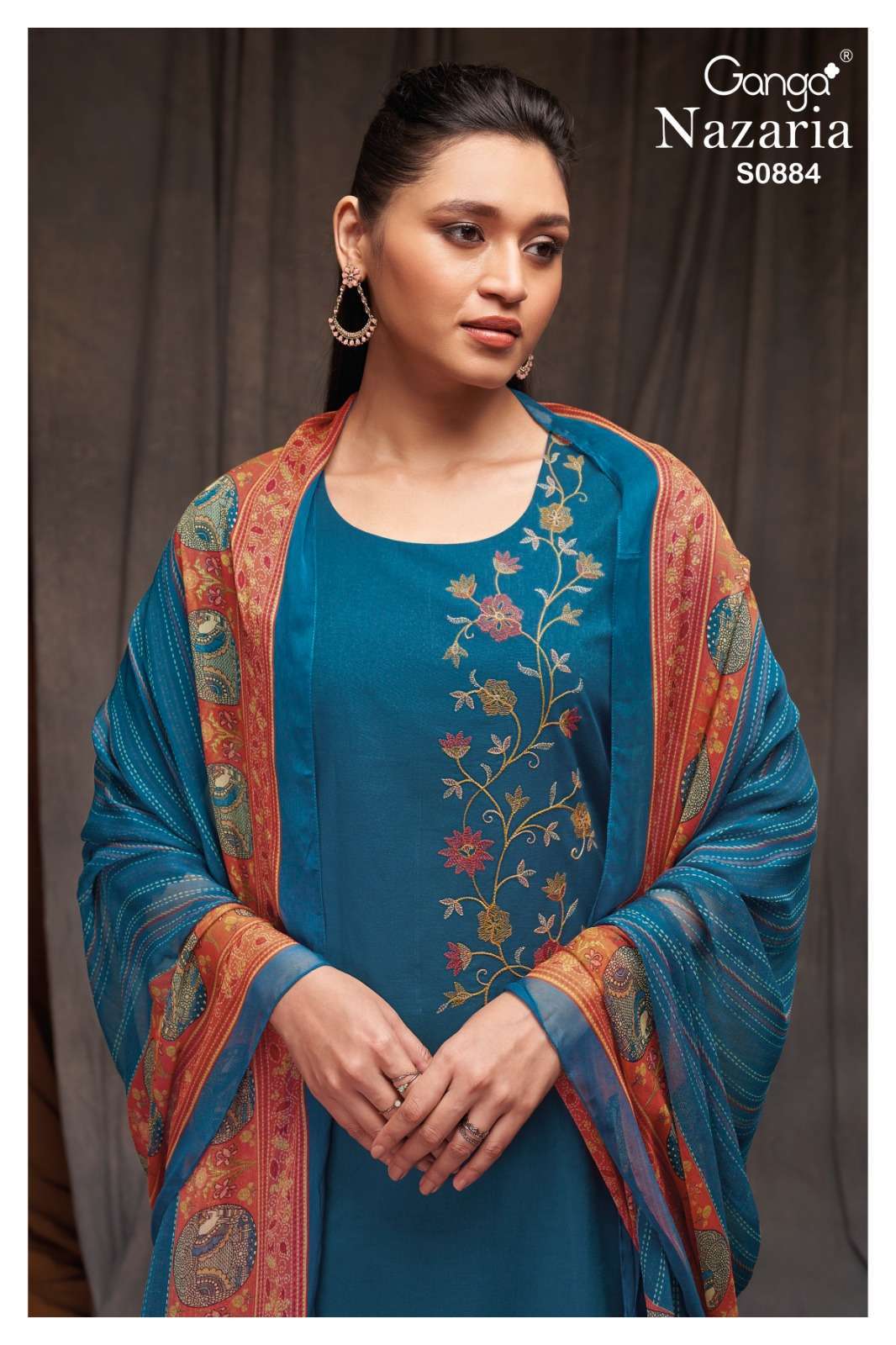 ganga nazaria 884 premium cotton embroidery suit 