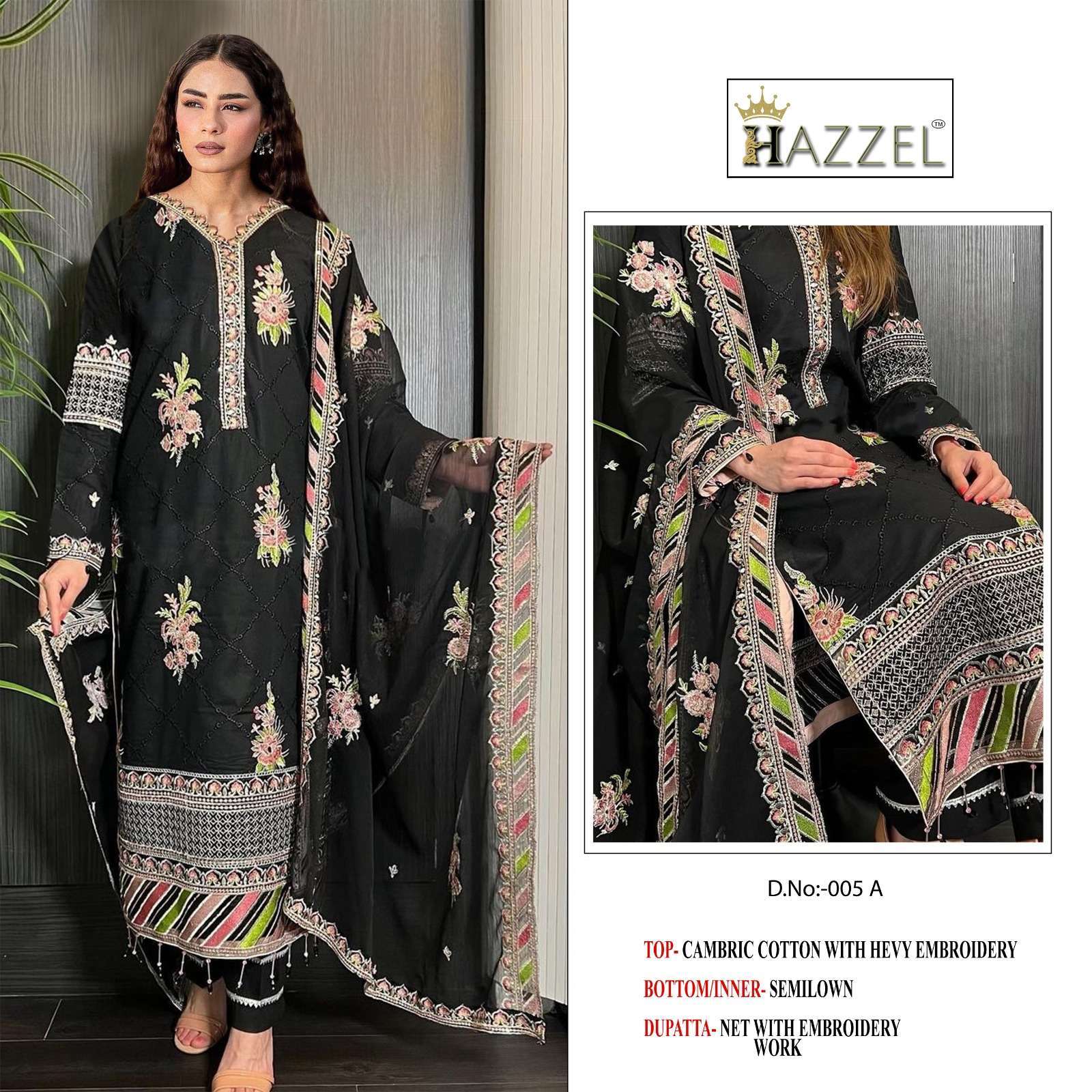 hazzel m 005 pure cotton embroidered suit