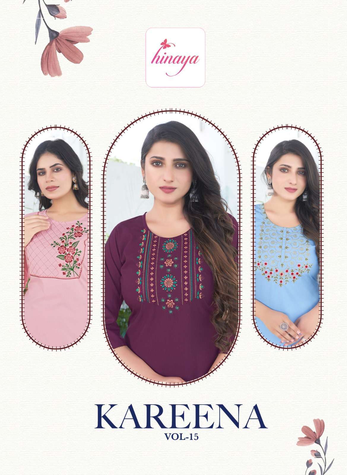 hinaya kareena vol 15 series 15001-15008 heavy rayon lining kurti 