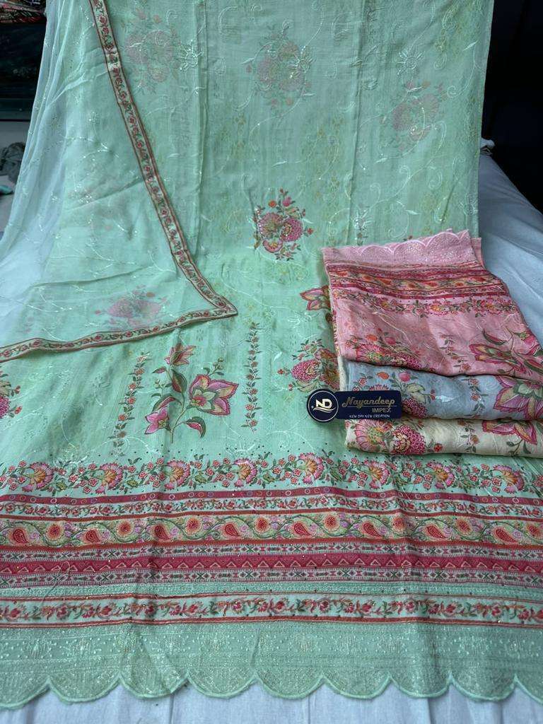 iceberg pure viscose muslin with work dupatta ladies suits 