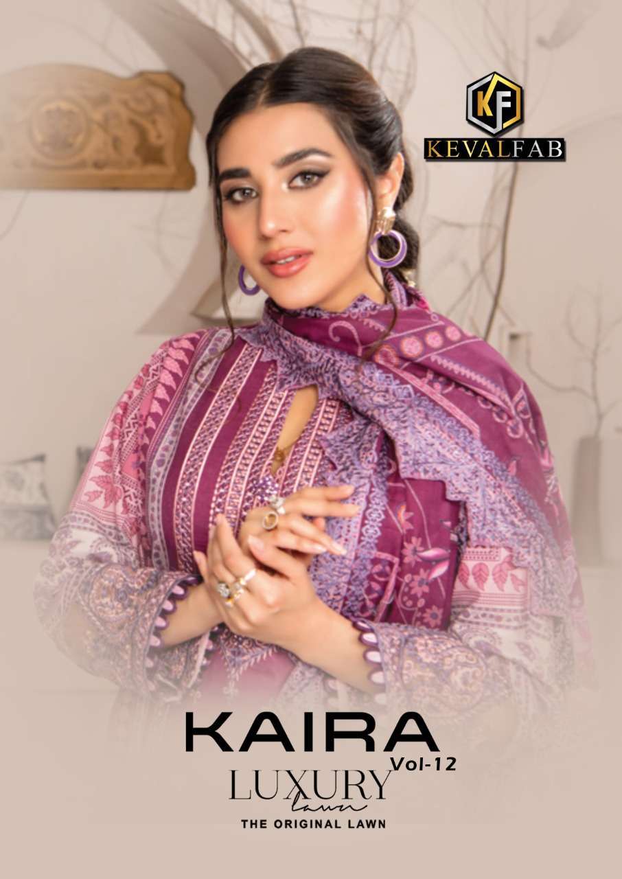 keval fab kaira vol 12 series 1201-1204 pure lawn suit