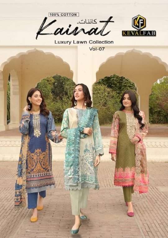 Keval Kainat Vol-7 series 7001-7006 Heavy Lawn Cotton Printed suit