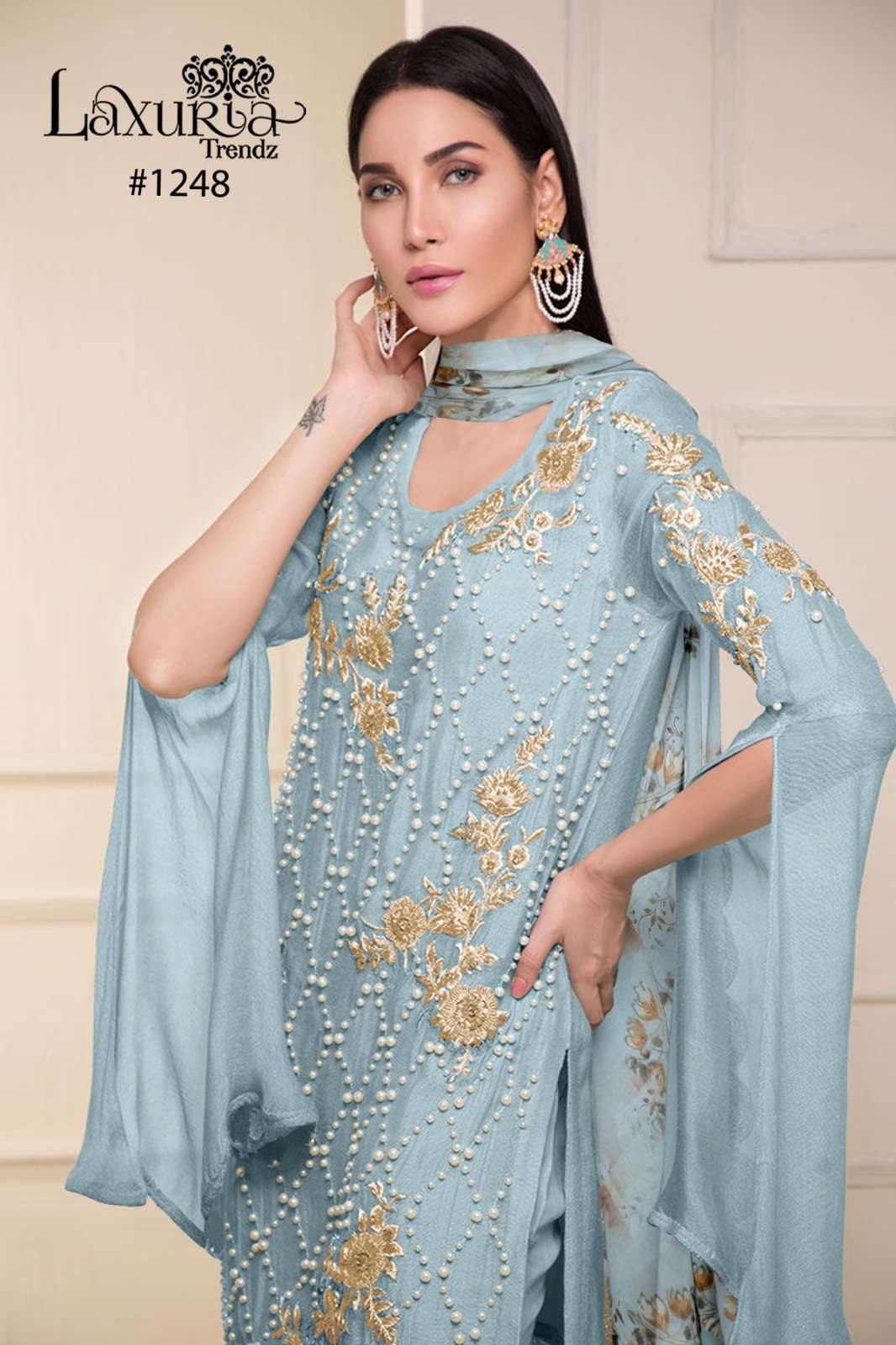 laxuria 1248 Fox Georgette embroidery tunic 