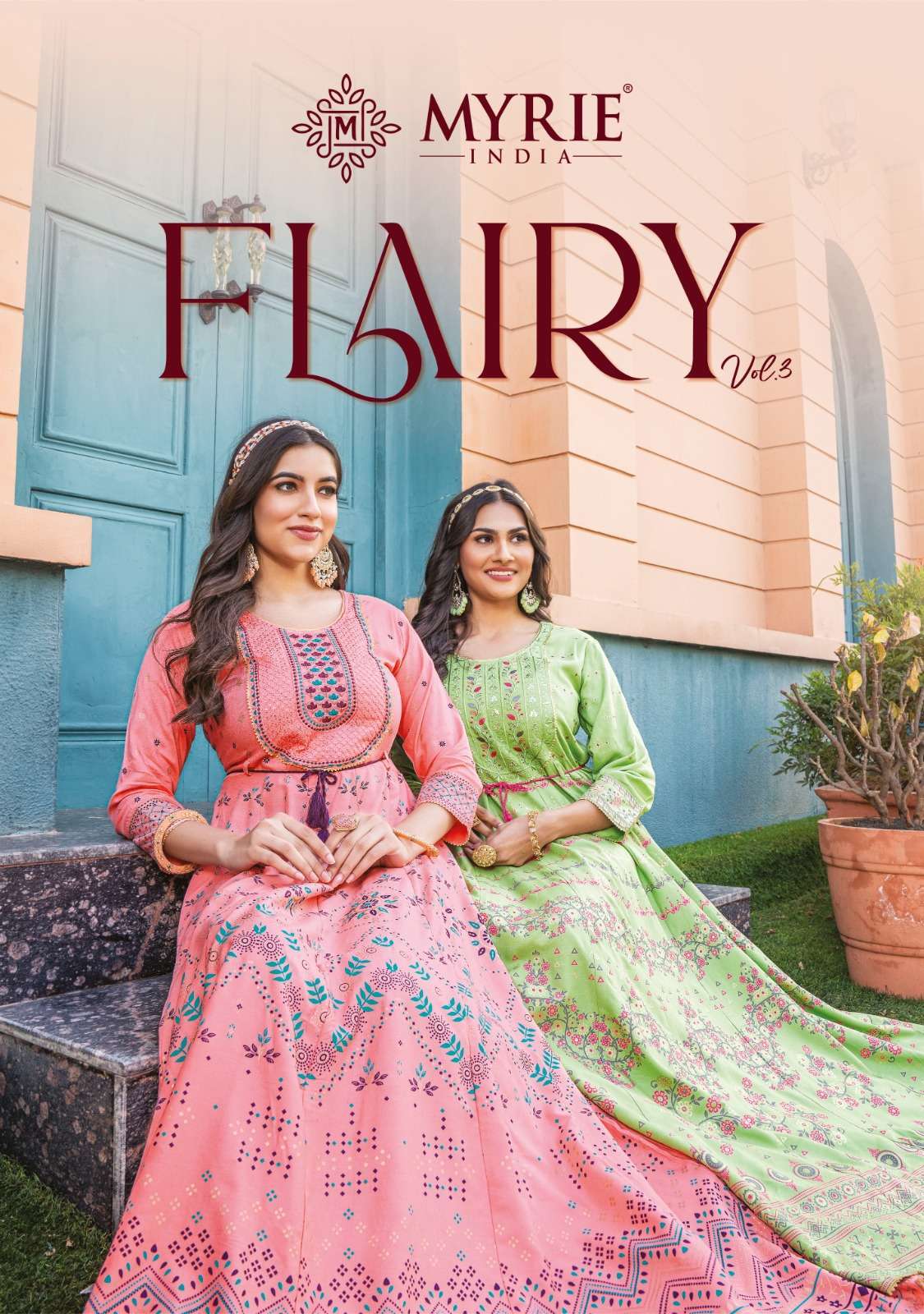 mayree india flairy vol 3 series 301-308 Heavy Reyon Printed Gown 