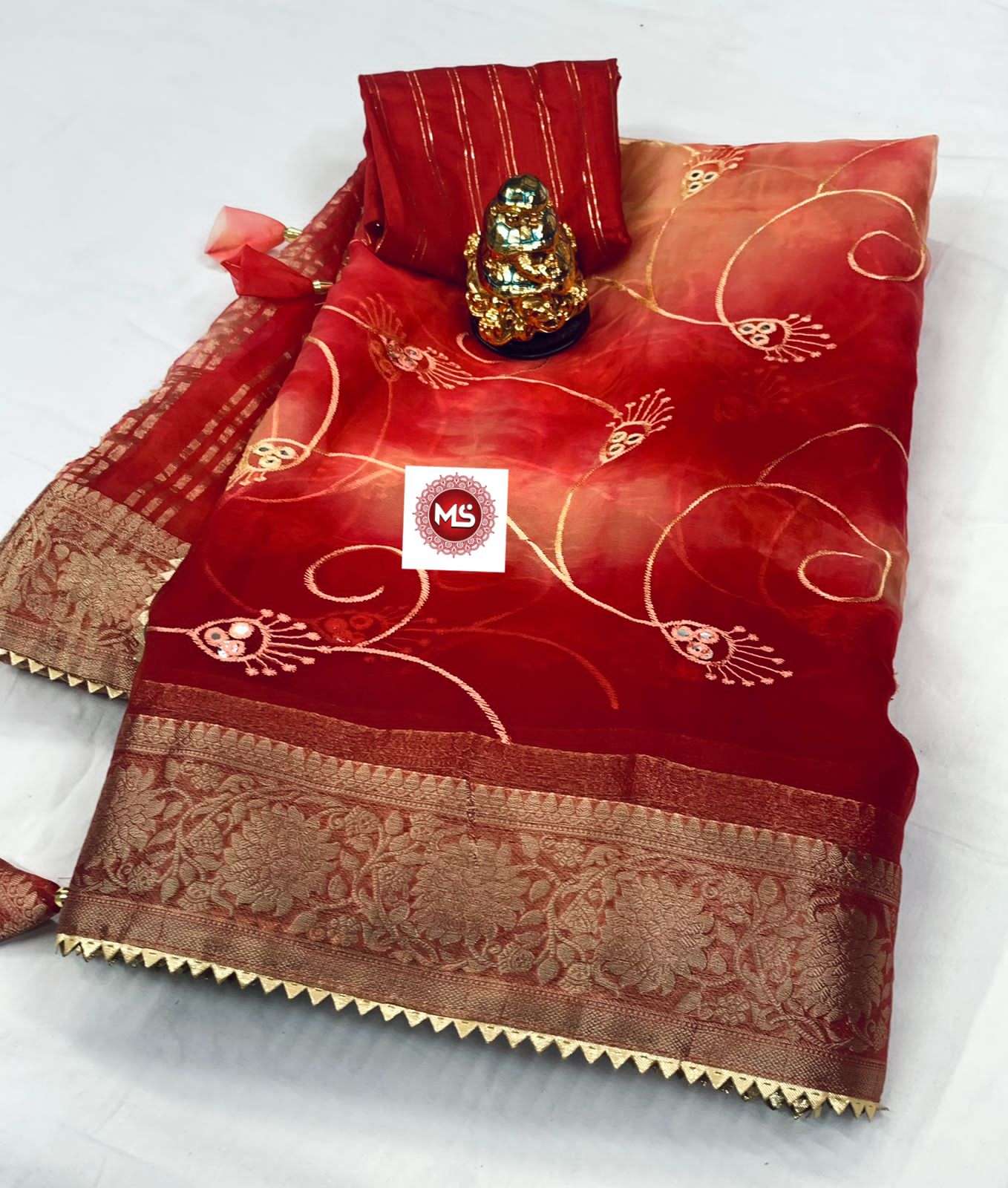 ms brand Soft orgenza border saree