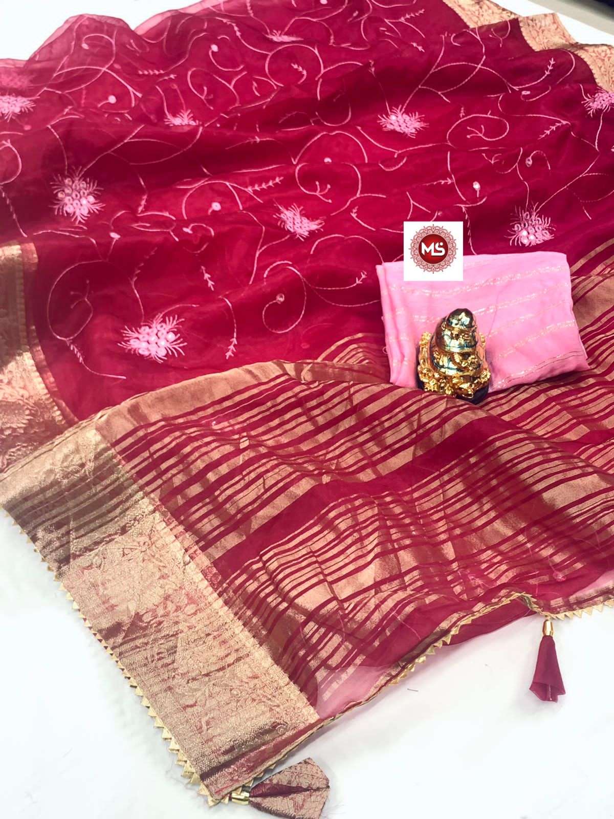 MS New collection Soft orgenza border saree